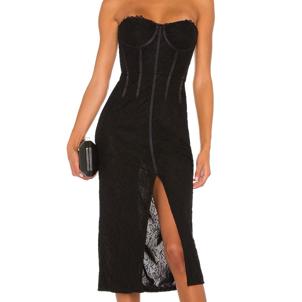 SIMKHAI Lace Bustier Midi Dress